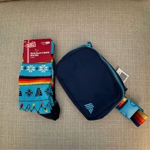Aldi Bundle Christmas Socks and Dark Blue Belt Bag Fanny Pack 2023